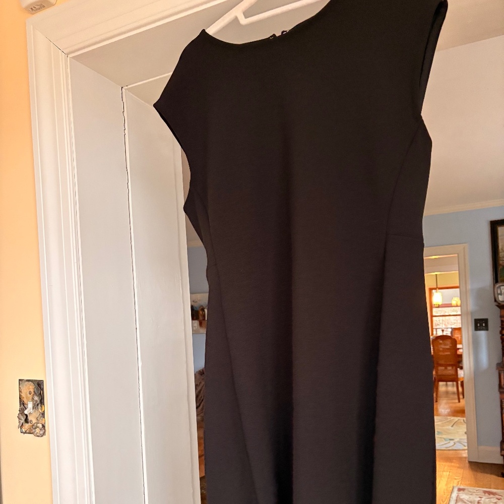 Club Monaco Black Ponte Crepe Capsleeve Shortsleeve Midi Knee Length Dress